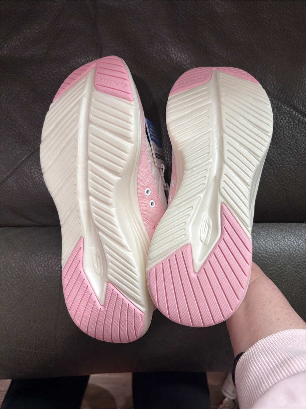 Sketchers hands free slip ins pink and white sneakers - Picture 5 of 6